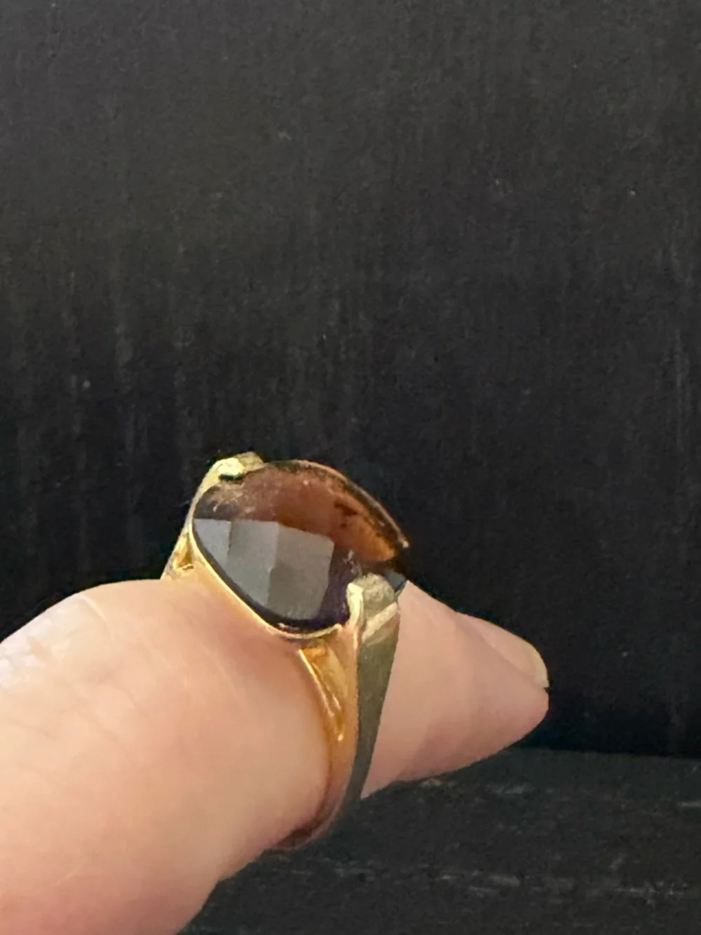 Gold and silver tone Ring with Smoky Brown Gemstone fashion - Picture 4 of 4